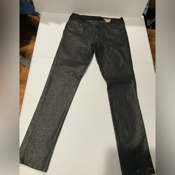 Black skinny snakeskin texture pants size 28 - Picture 1 of 4